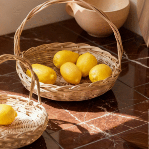 Rattan - woven and Willow - woven Fruit Basket, Household Kitchen Desktop Woven Flower Basket, Storage Basket, Egg and Fruit Tray, Steamed Bun Basket