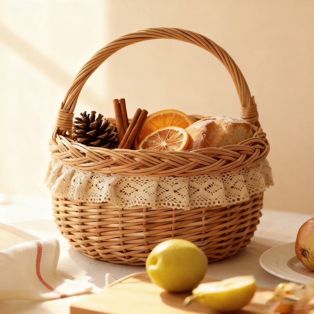 pastoral lace fabric basket