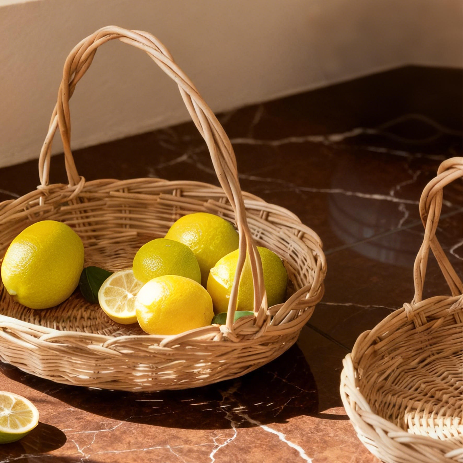 Rattan - woven and Willow - woven Fruit Basket, Household Kitchen Desktop Woven Flower Basket, Storage Basket, Egg and Fruit Tray, Steamed Bun Basket - Image 4