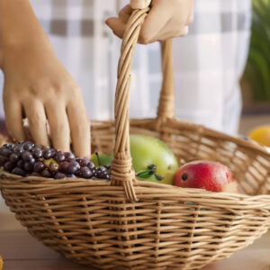 Willow - woven Fruit Basket, Handheld Grocery - shopping Basket, Pastoral - style Rattan - woven Storage Basket, Storage Basket, Shopping Basket, Small Flower Basket, Gift Basket