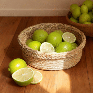 Handmade Woven Seagrass Storage Basket - Round Fruit Bowl for Living Room, Fruit Tray, Snack & Bun Holder, Multipurpose Home Tray