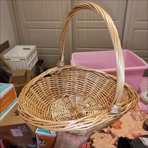 High end handmade willow woven countryside style hand-held fruit basket, fashionable and creative multifunctional shopping rattan gift basket photo review